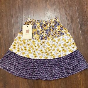 White and Yellow Tiered handmade skirt